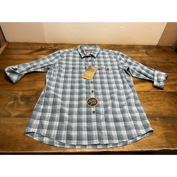 Ariat Rebar Button Down Shirt Women's L Plaid Blue Durastretch Roll Tab Sleeve - Picture 1 of 12